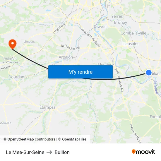 Le Mee-Sur-Seine to Bullion map
