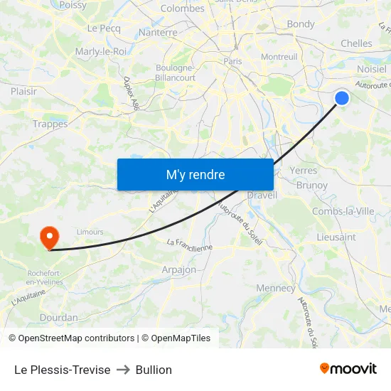 Le Plessis-Trevise to Bullion map