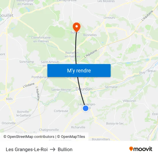 Les Granges-Le-Roi to Bullion map