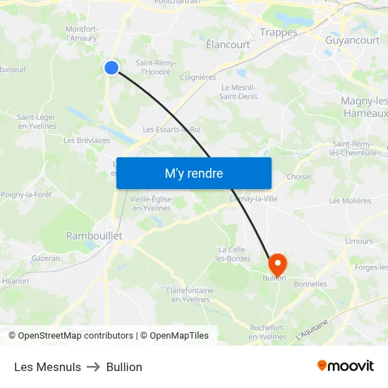 Les Mesnuls to Bullion map