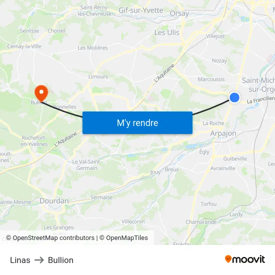 Linas to Bullion map