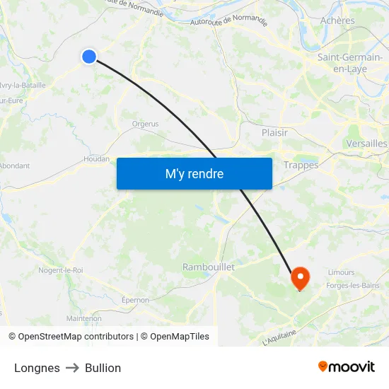 Longnes to Bullion map