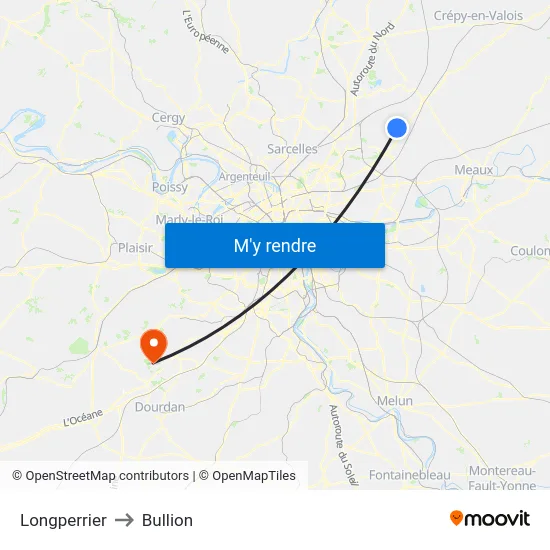 Longperrier to Bullion map