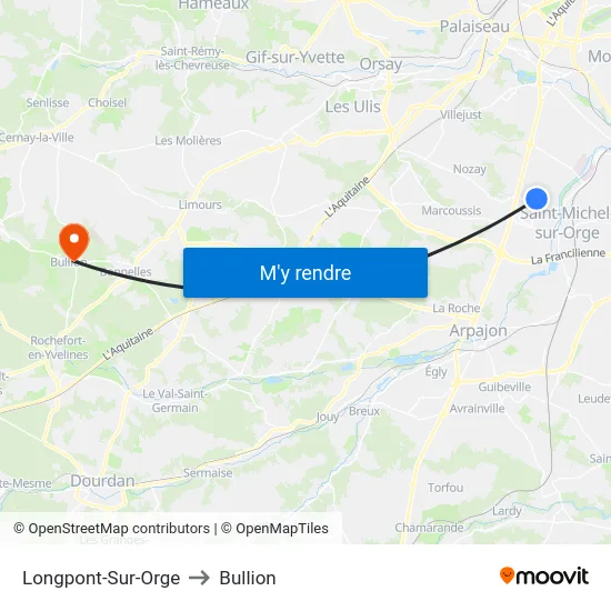 Longpont-Sur-Orge to Bullion map