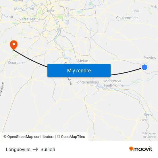 Longueville to Bullion map
