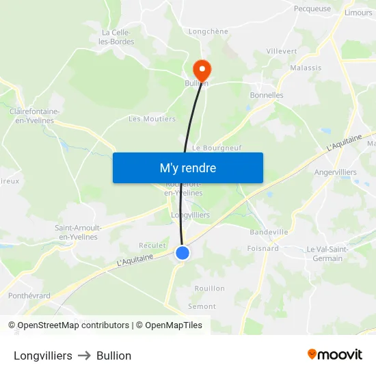 Longvilliers to Bullion map