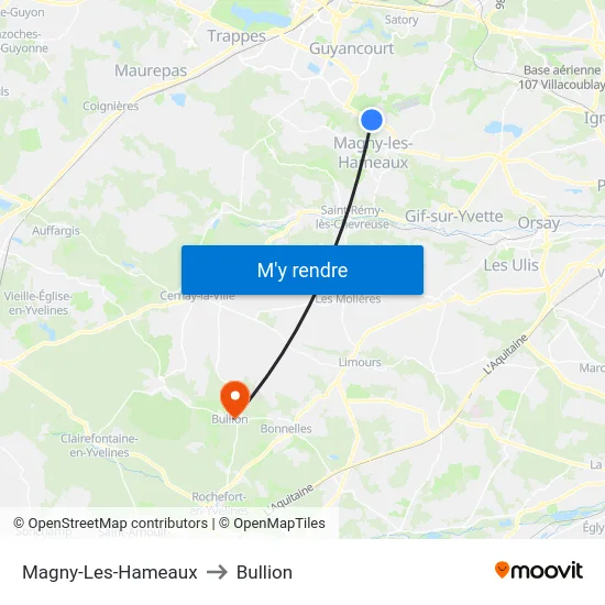 Magny-Les-Hameaux to Bullion map