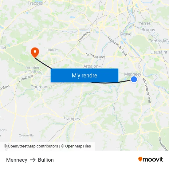 Mennecy to Bullion map