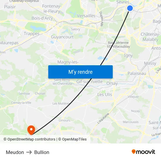 Meudon to Bullion map