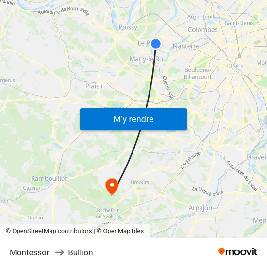 Montesson to Bullion map