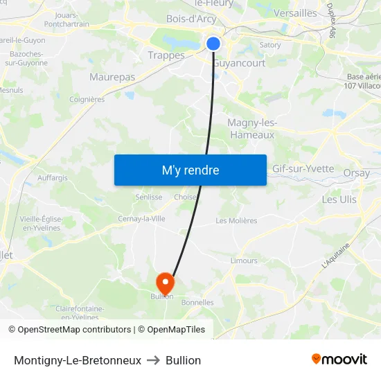 Montigny-Le-Bretonneux to Bullion map