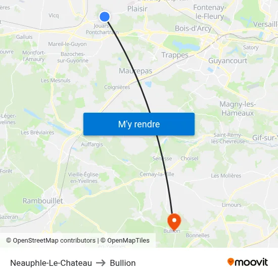 Neauphle-Le-Chateau to Bullion map
