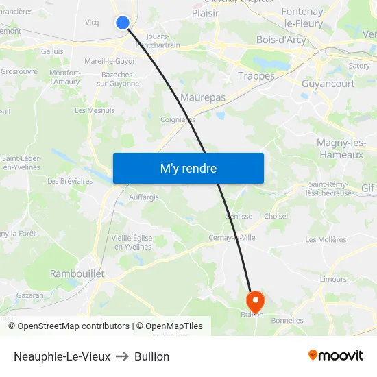 Neauphle-Le-Vieux to Bullion map