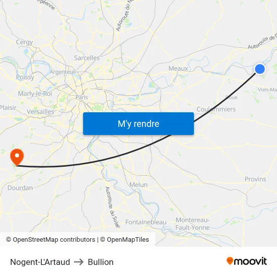 Nogent-L'Artaud to Bullion map