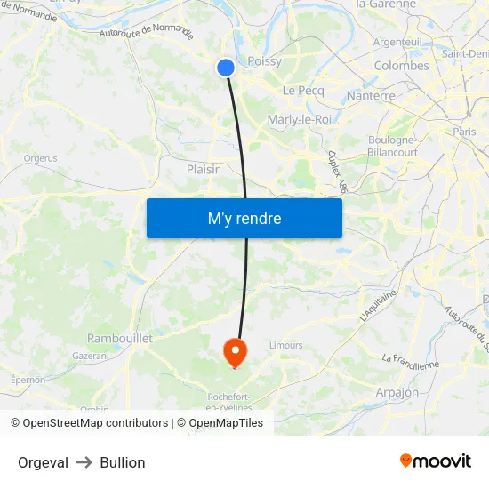 Orgeval to Bullion map