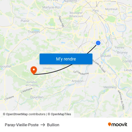 Paray-Vieille-Poste to Bullion map