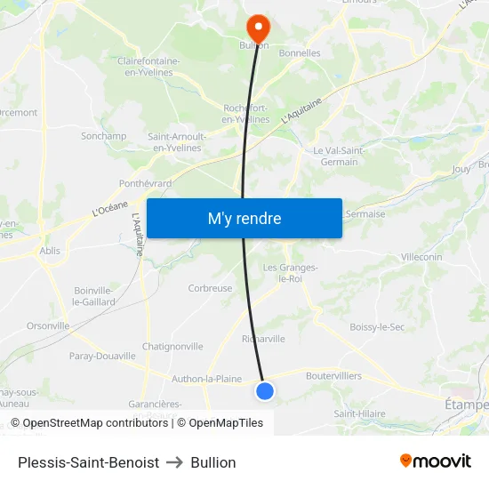 Plessis-Saint-Benoist to Bullion map