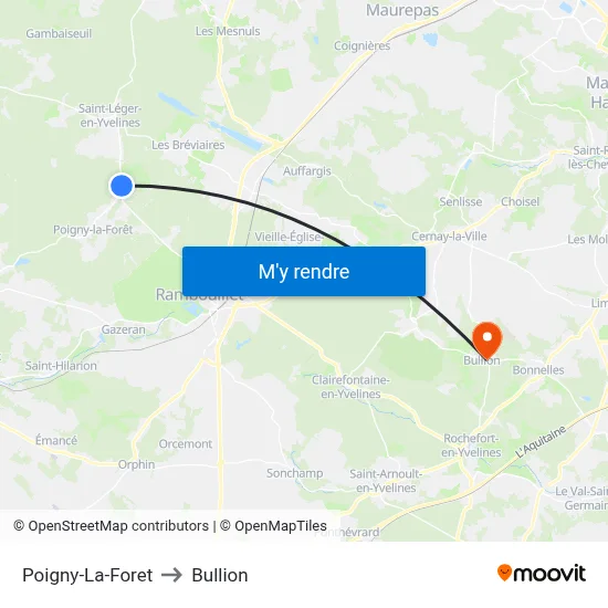 Poigny-La-Foret to Bullion map