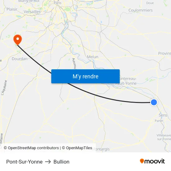 Pont-Sur-Yonne to Bullion map
