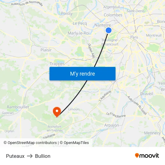 Puteaux to Bullion map