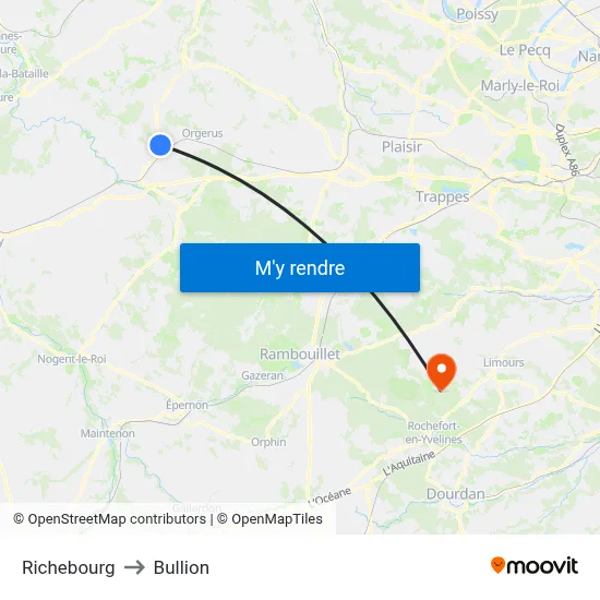 Richebourg to Bullion map