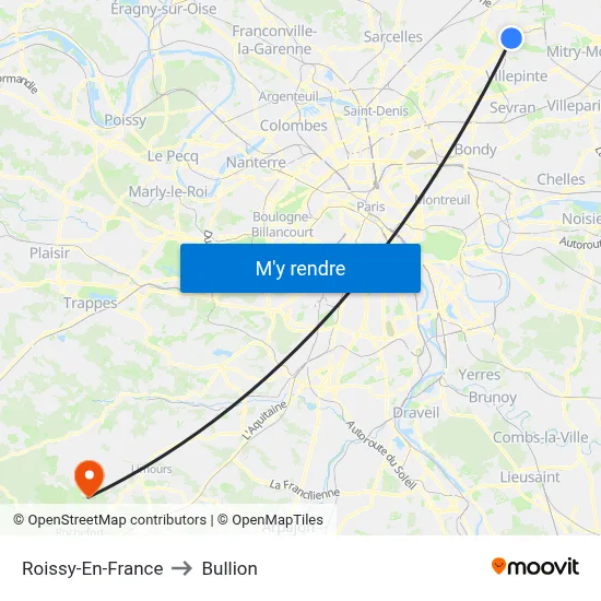 Roissy-En-France to Bullion map