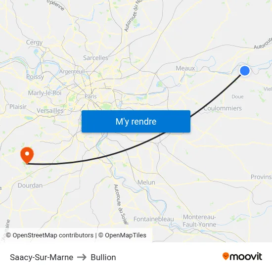 Saacy-Sur-Marne to Bullion map