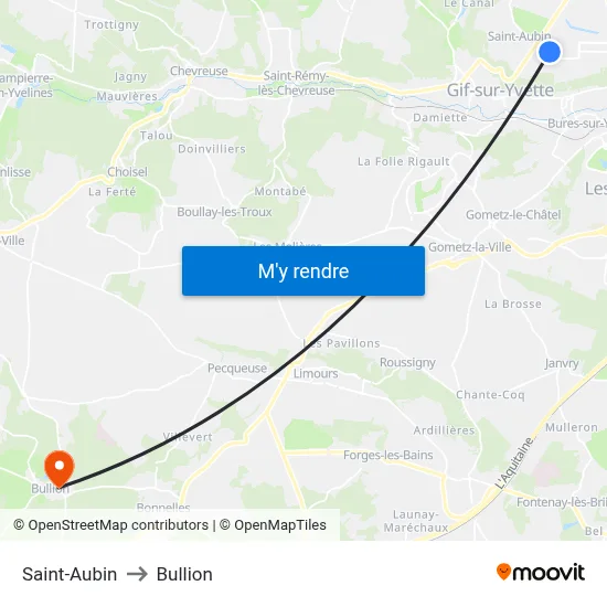 Saint-Aubin to Bullion map