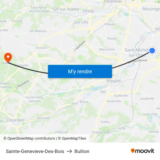 Sainte-Genevieve-Des-Bois to Bullion map