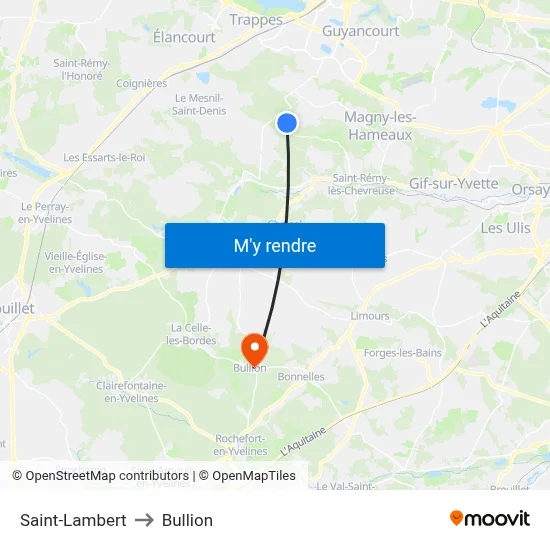 Saint-Lambert to Bullion map