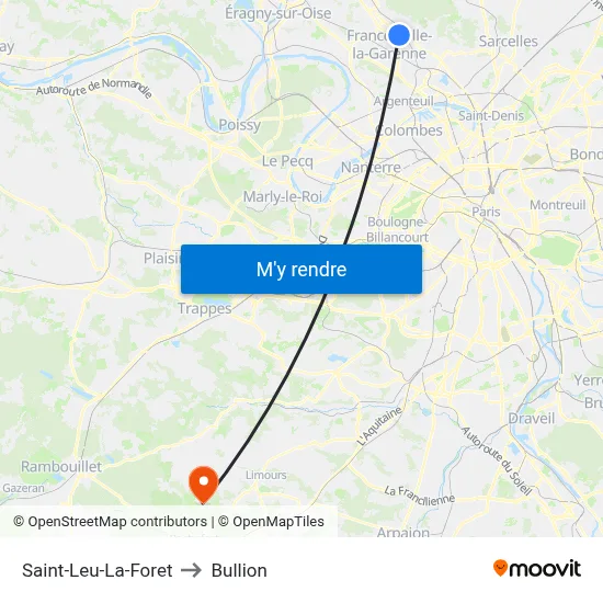Saint-Leu-La-Foret to Bullion map