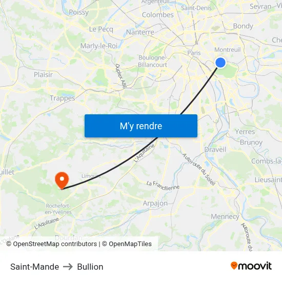 Saint-Mande to Bullion map