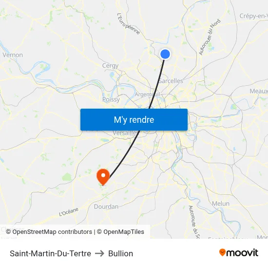 Saint-Martin-Du-Tertre to Bullion map