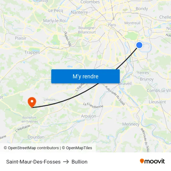 Saint-Maur-Des-Fosses to Bullion map