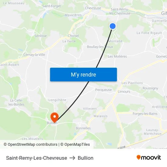 Saint-Remy-Les-Chevreuse to Bullion map