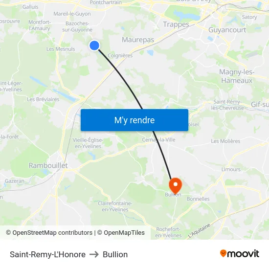 Saint-Remy-L'Honore to Bullion map