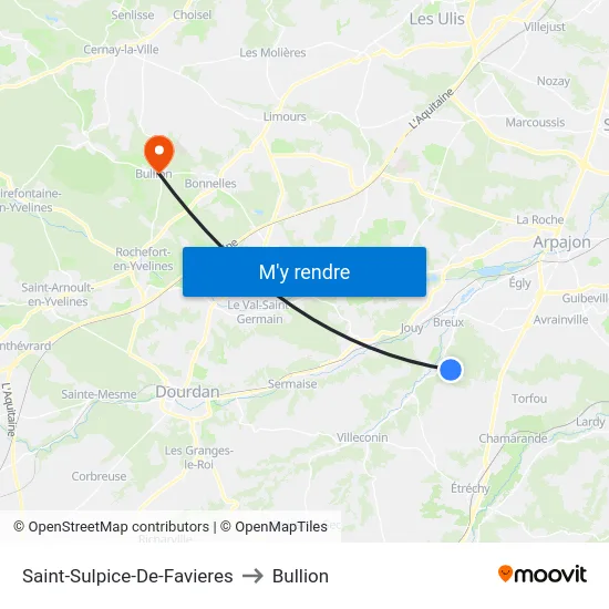 Saint-Sulpice-De-Favieres to Bullion map