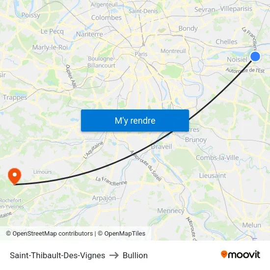 Saint-Thibault-Des-Vignes to Bullion map