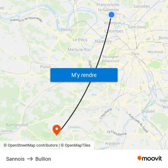 Sannois to Bullion map