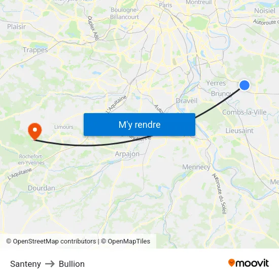 Santeny to Bullion map