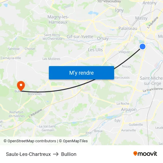 Saulx-Les-Chartreux to Bullion map