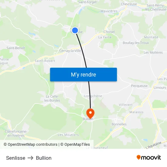Senlisse to Bullion map
