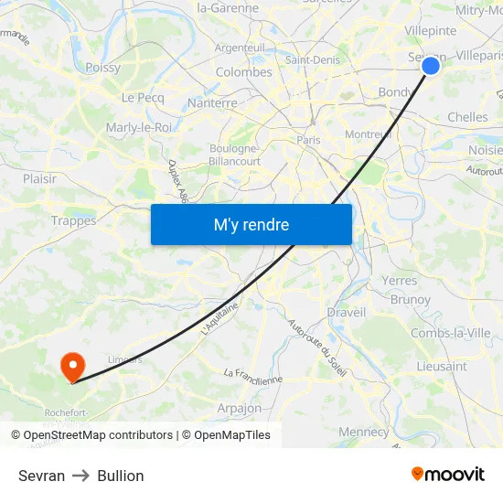 Sevran to Bullion map