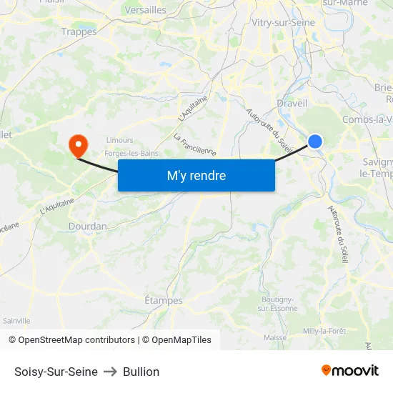 Soisy-Sur-Seine to Bullion map