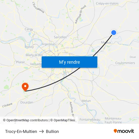 Trocy-En-Multien to Bullion map