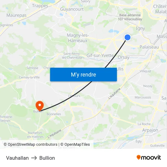 Vauhallan to Bullion map