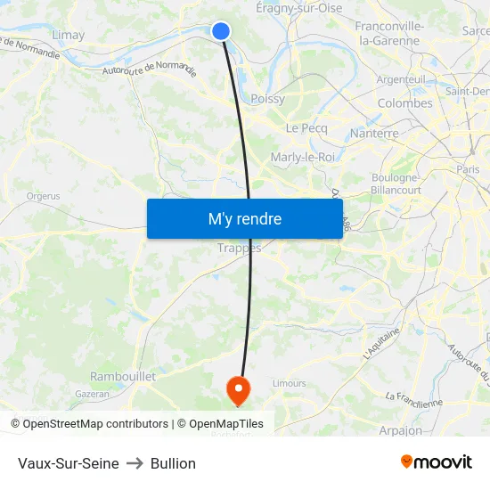 Vaux-Sur-Seine to Bullion map