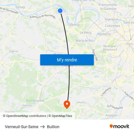 Verneuil-Sur-Seine to Bullion map