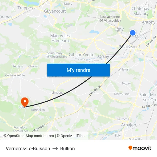 Verrieres-Le-Buisson to Bullion map