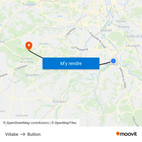 Villabe to Bullion map